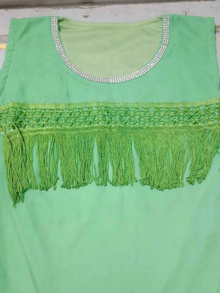 Mint Green Fringe Top