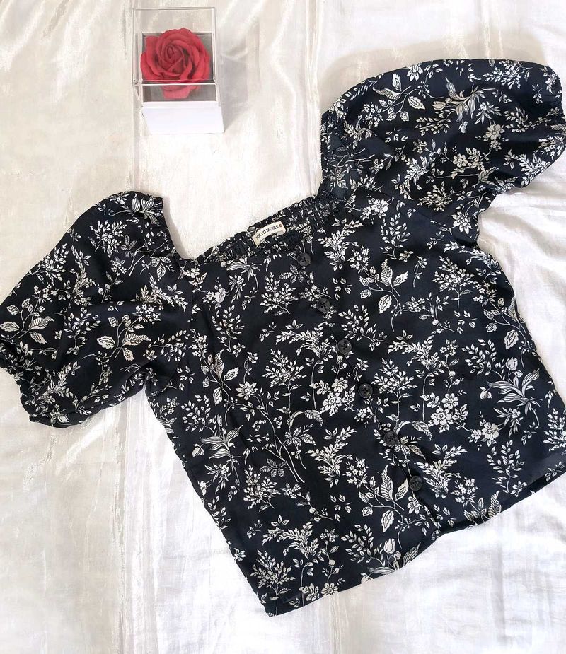 Chic Floral Puff Sleeve Top