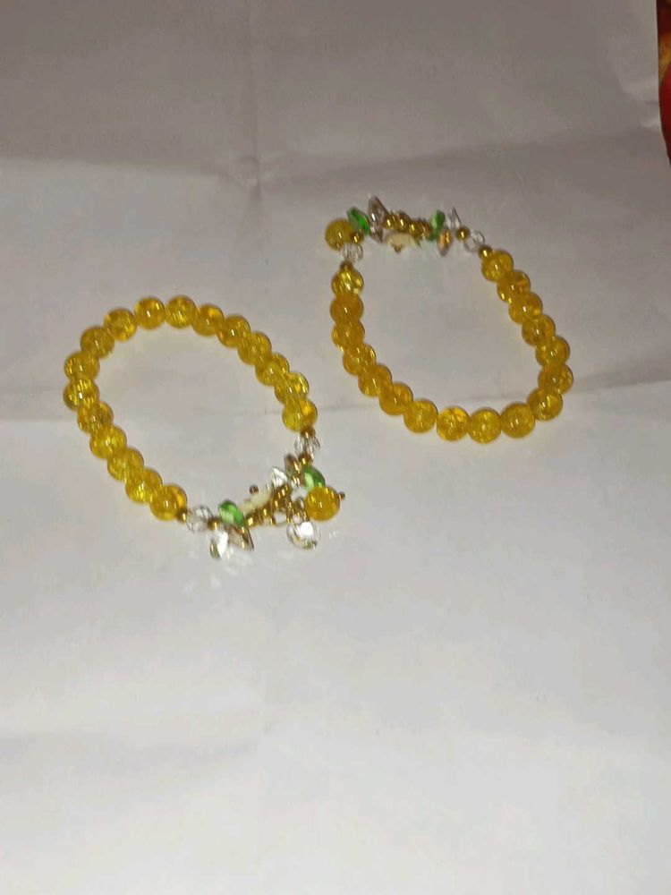 Yellow Beaded Bracelet Set