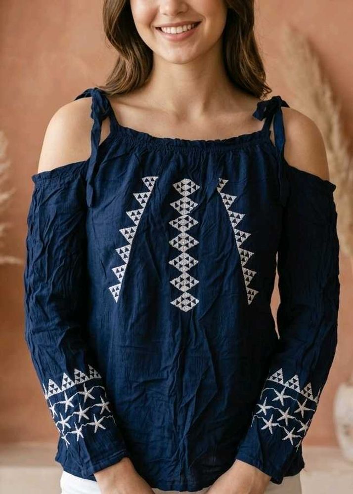 💜199Rs SALE💜Navy Blue Off-Shoulder Top