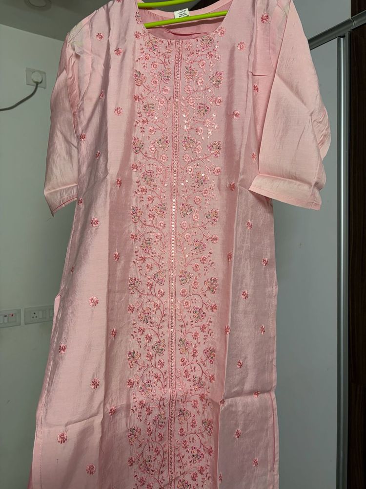 Pink Embroidered Kurta