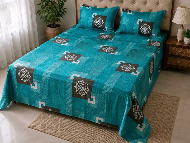 floral Cotton Bedsheet with pillow cove