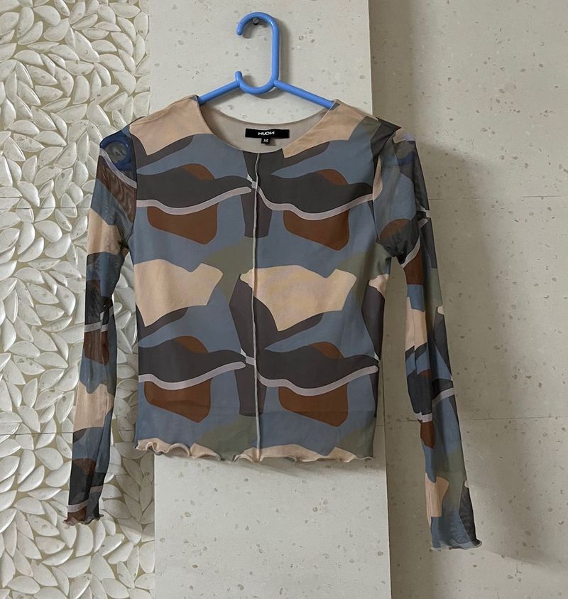 westside nuon Printed Mesh Top