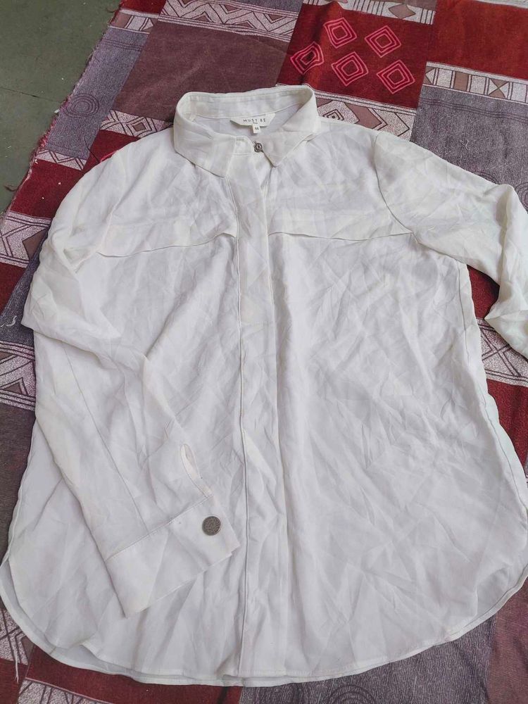 Chic White Long Sleeve Button-Up Top