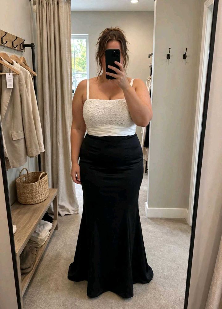Elegant Black and White Gown
