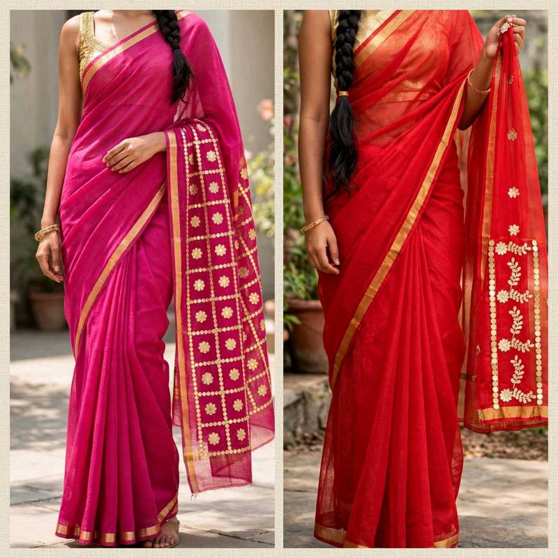combo of 2 kota doriya saree with blouse