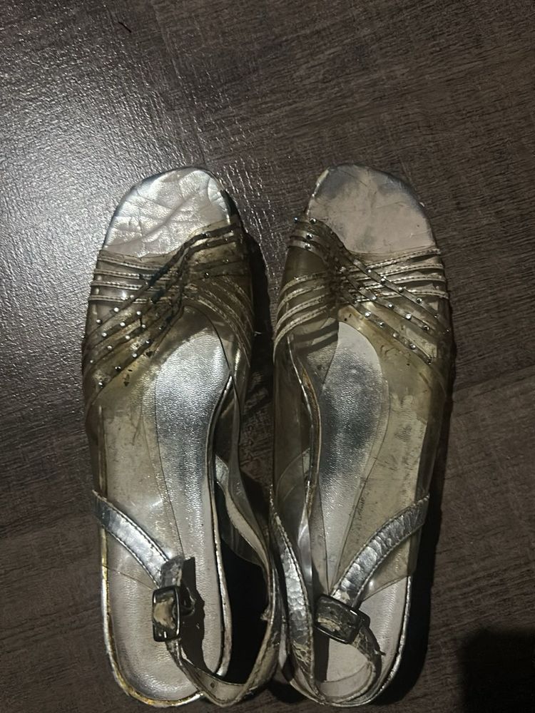 Sparkly Silver Jelly Sandals