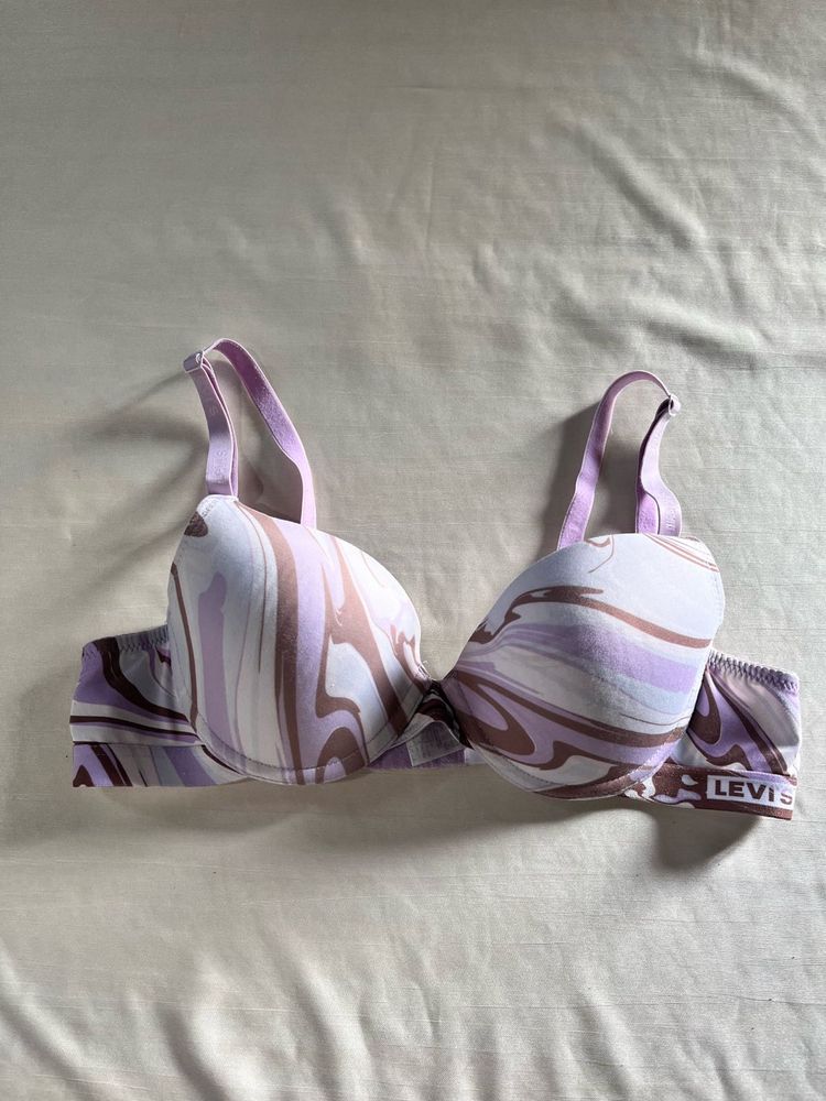 Stylish Bra with Marble Print