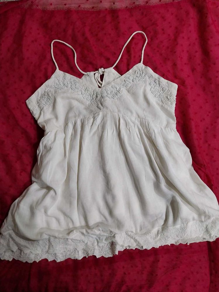 Cream Beaded Cami Babydoll top 🫶🏽