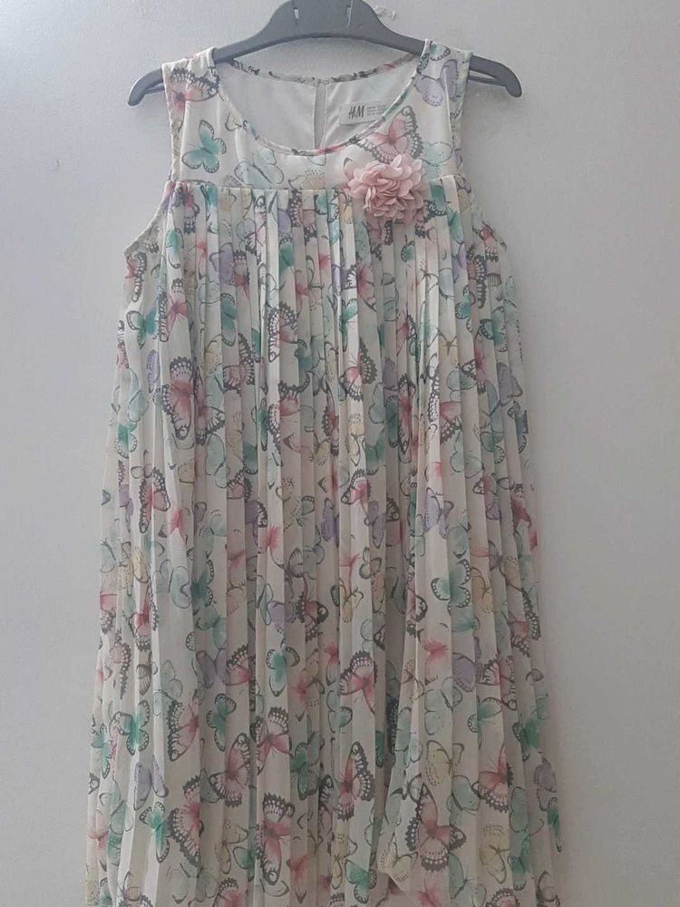 H&amp;M Butterfly print Pleated Dress