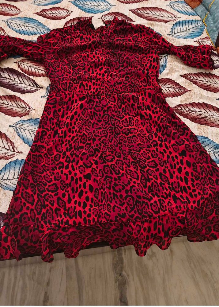 Red Leopard Print Dress