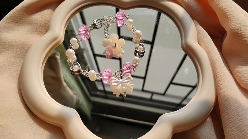 Cute Pink Pearl Charm Bracelet