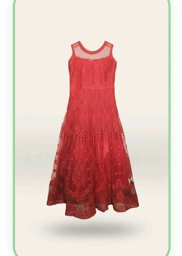 Stunning Red Lace Ethnic Gown with cancan