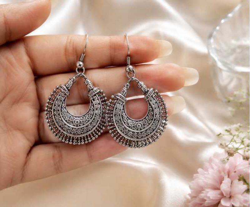 Oxidized Silver Earrings for Women |