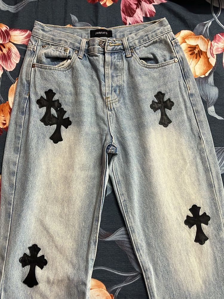 Printed Mid Rise Denims