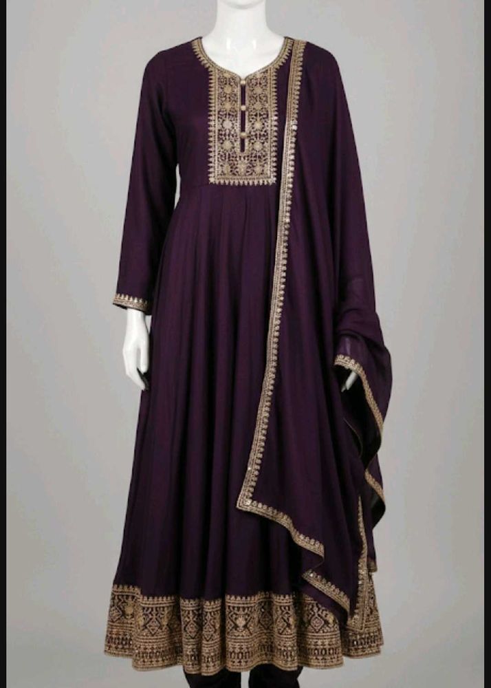 Libas heavy flare purple Embroidered Kurta Sets