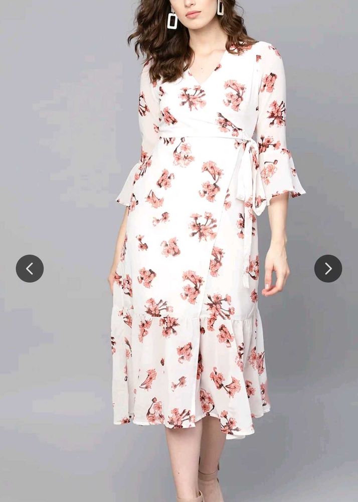 Wrap dress, with floral detailing