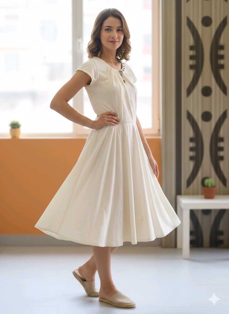 Elegant White Fit &amp; Flare Dress