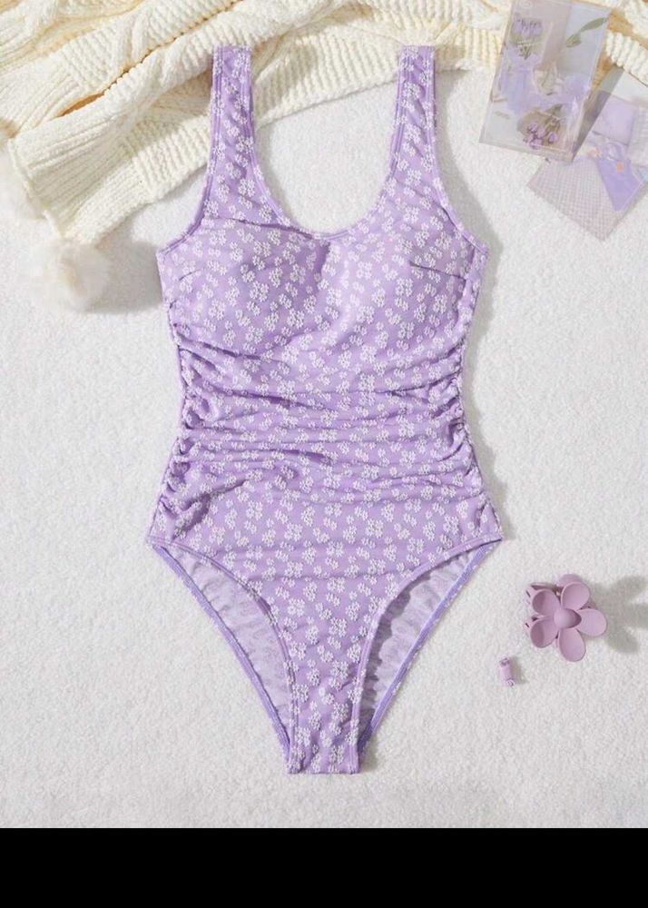Purple Floral One-Piece Swimsuit