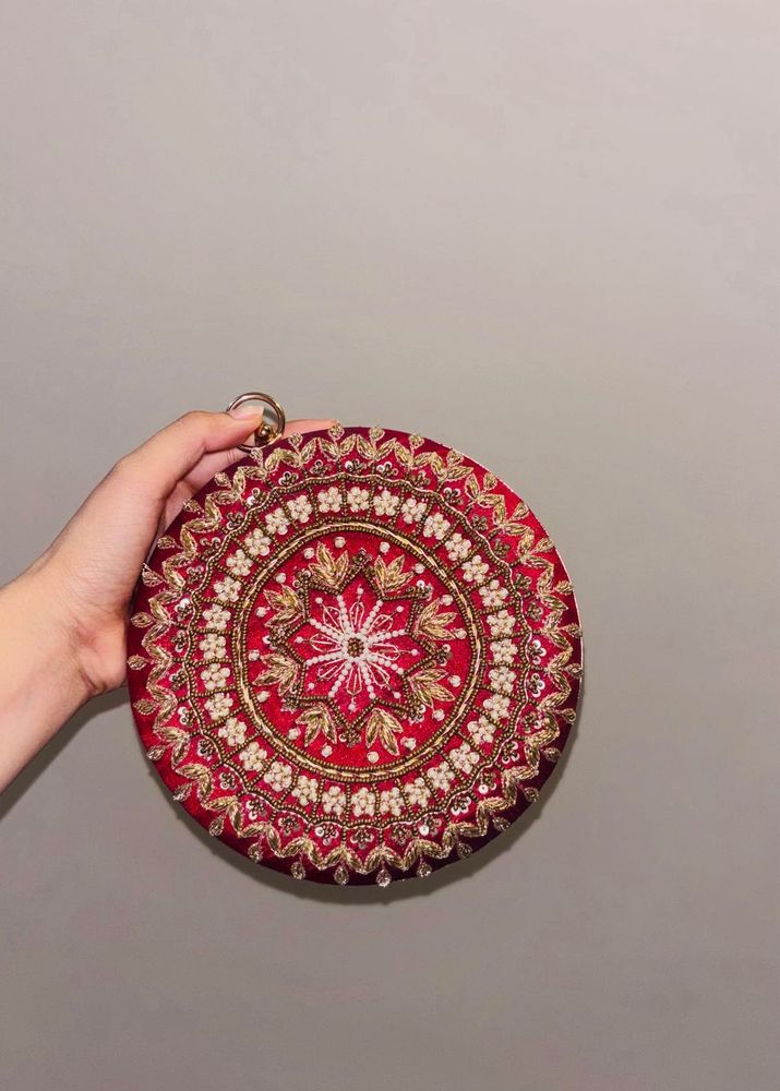 Embellished Round Clutch