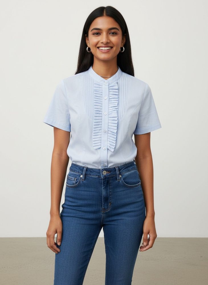 Ruffled Short Sleeve Blouse