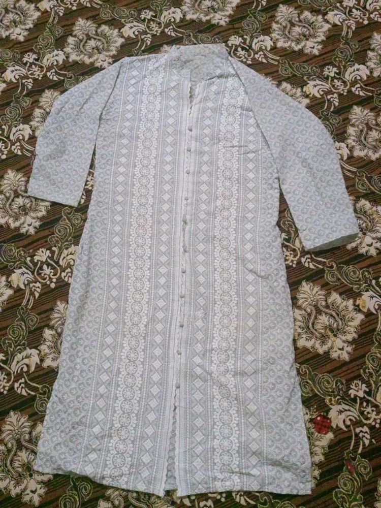 Elegant White Printed chicken kadai Kurta
