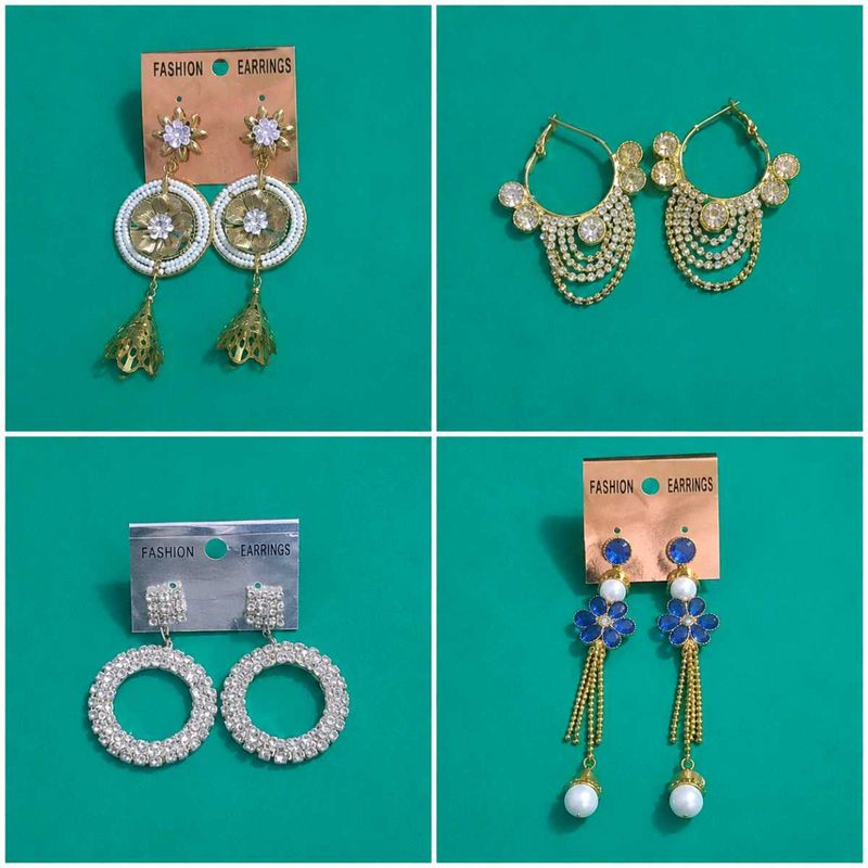 Pack of 4 Stylish Fashion Earrings for Women |