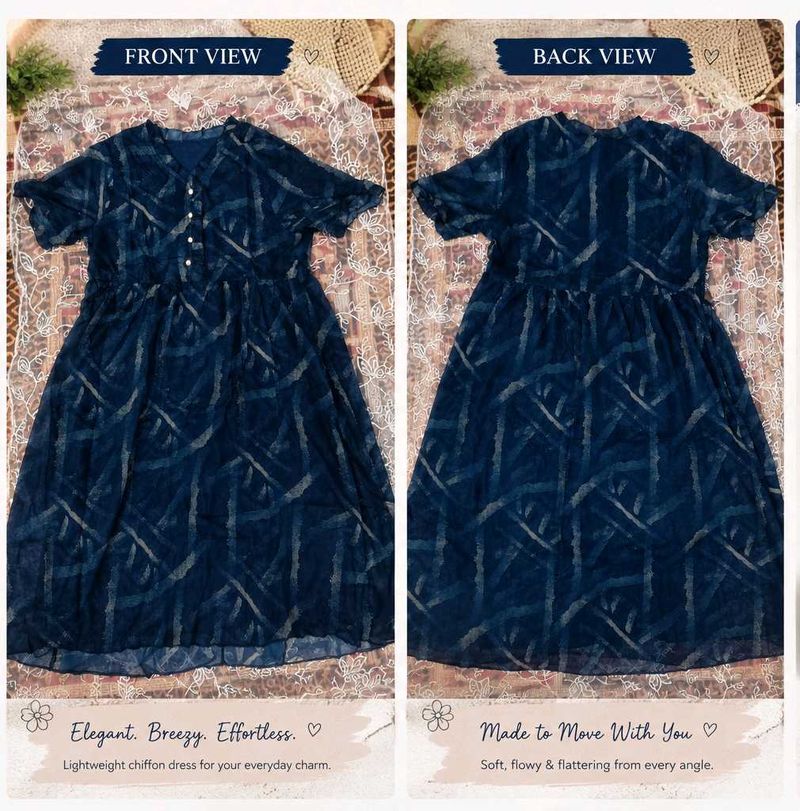 💙 Midnight Sapphire Breeze Elegant dress