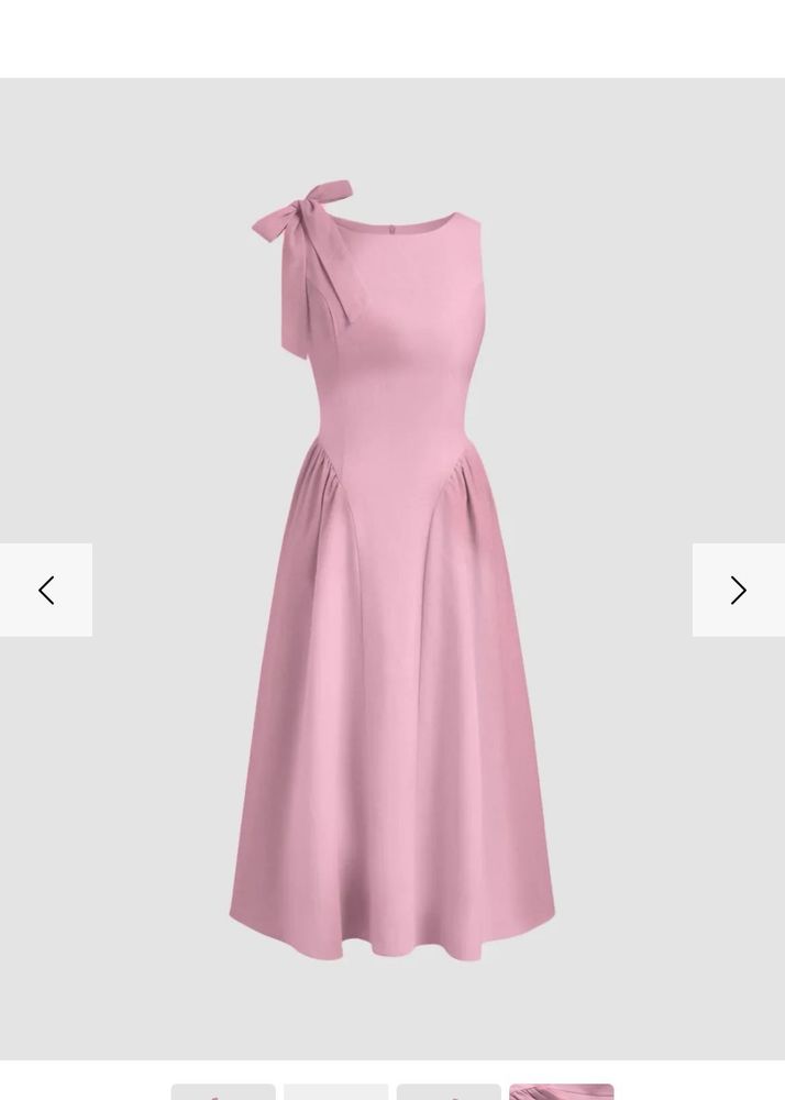 Elegant Pink Midi Dress with Bow Detail