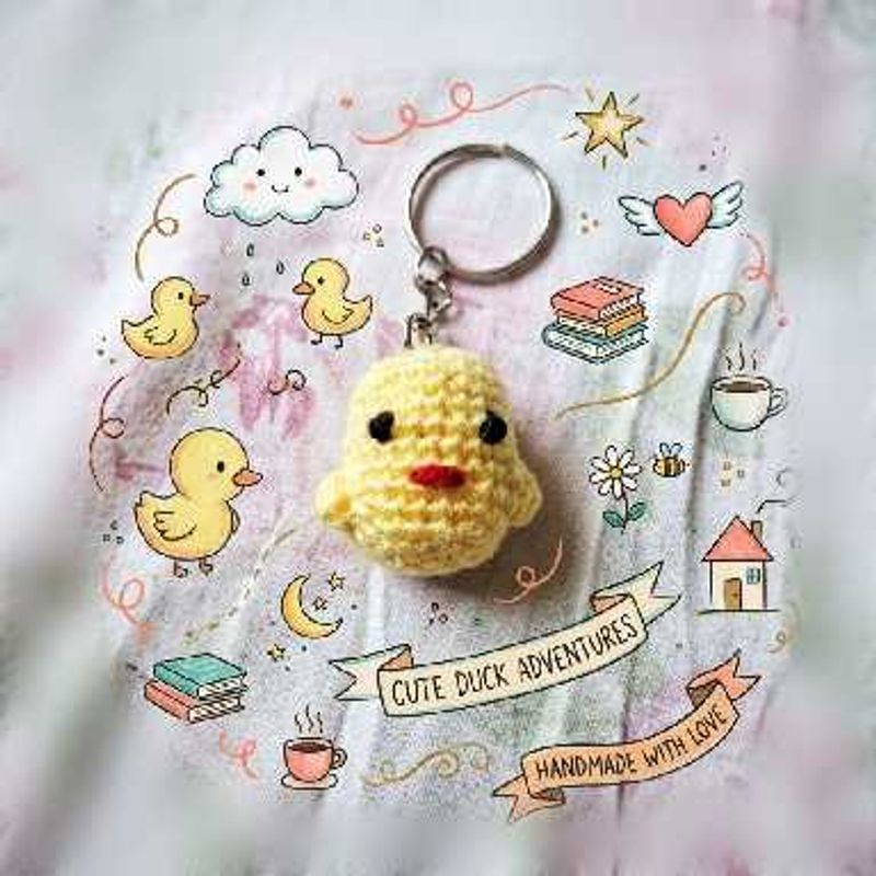 Handmade Crochet Duck Keychain