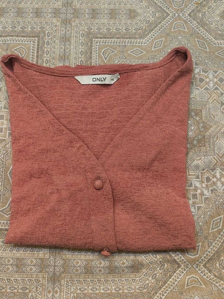 ONLY Coral Textured V-Neck Top