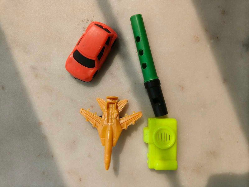Toy Car, Jet, camera and Whistle Set