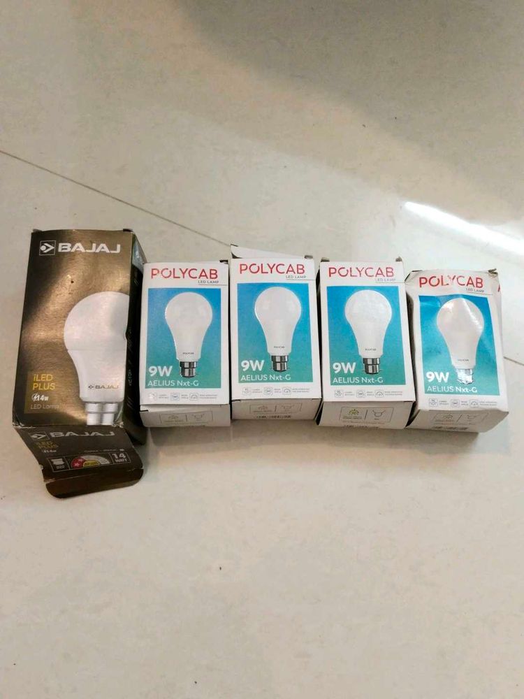 5 Bajaj &amp; Polycab LED white Bulbs