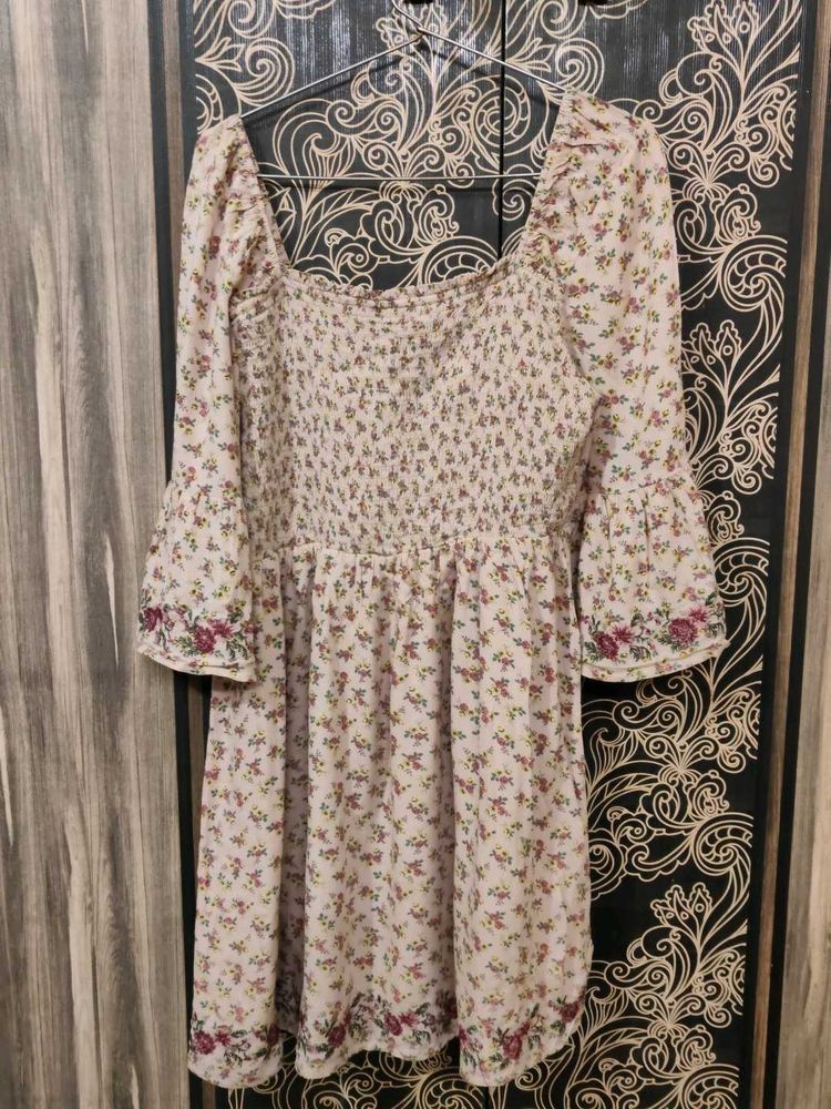 Boho Floral Print Mini Dress