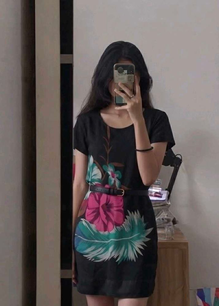 Tropical bloom mini shift dress