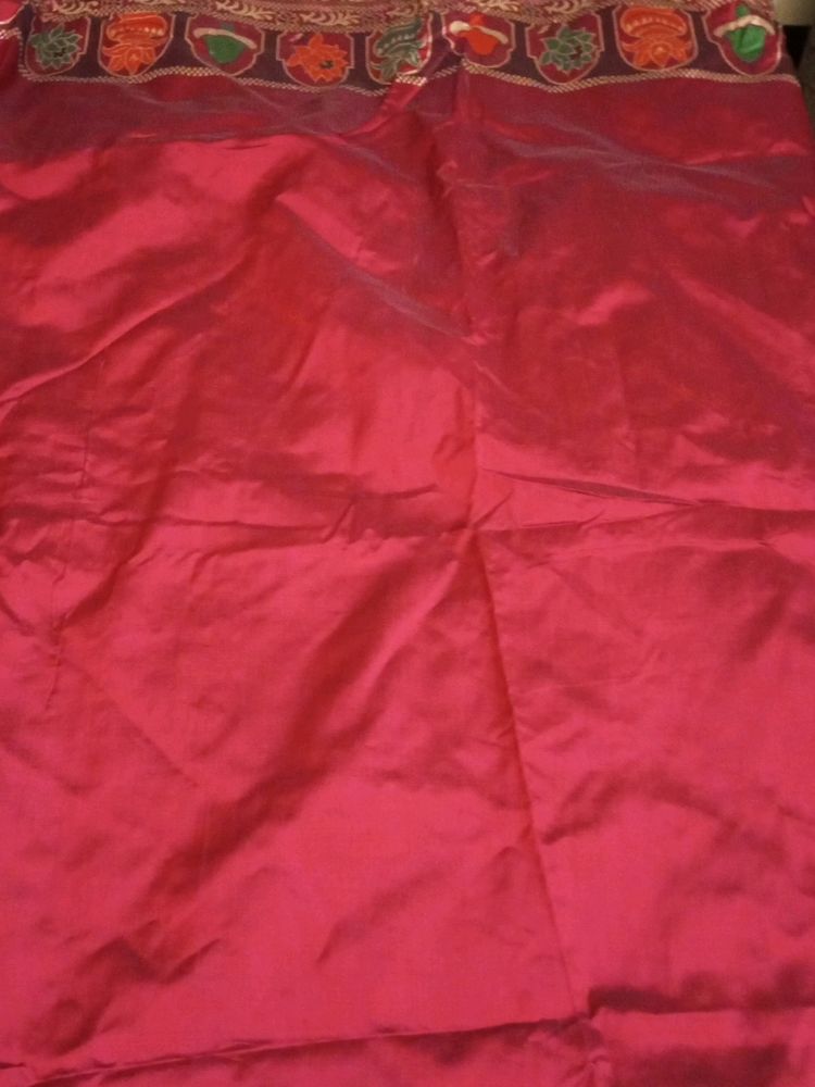 Vintage Embroidered marronish red saree