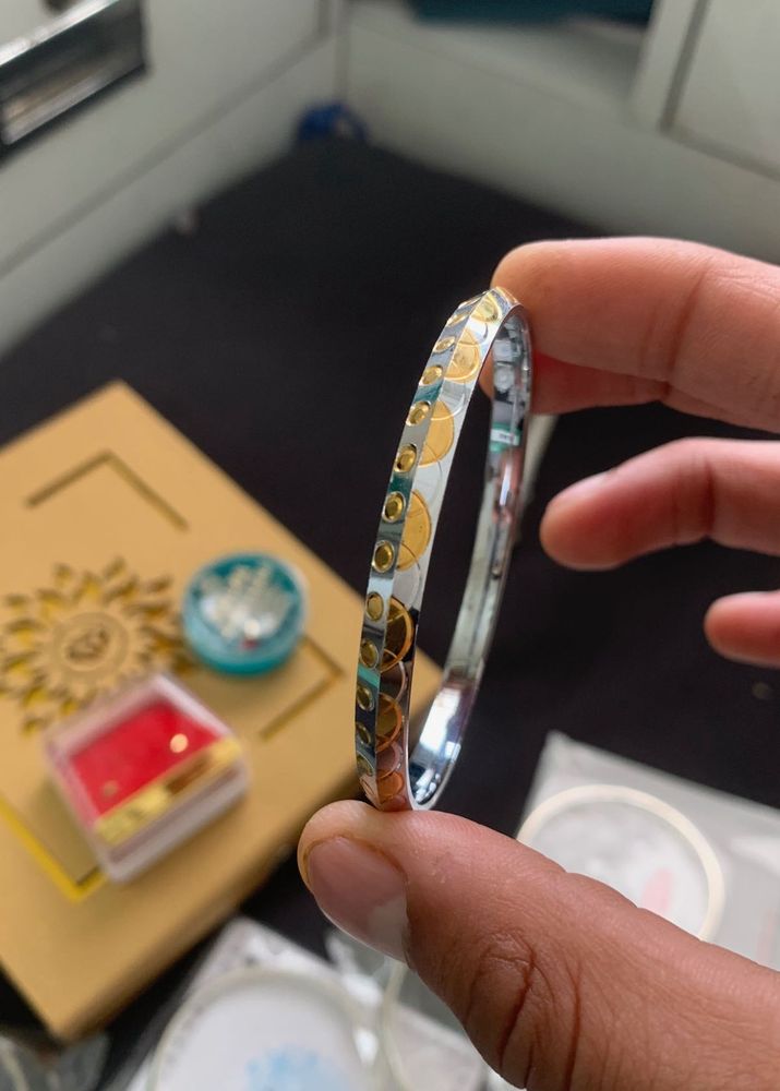 pure silver gold with platinum plated kada