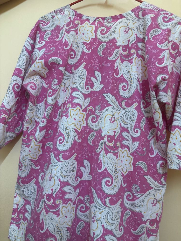 Pink Paisley Print Kurta