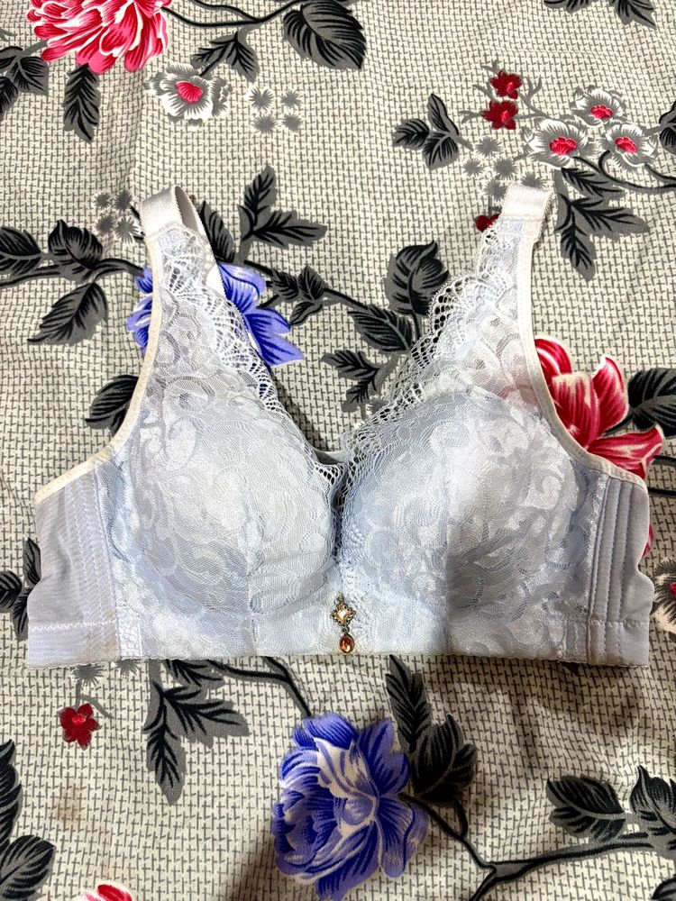 Light Blue Lace Corset Bra