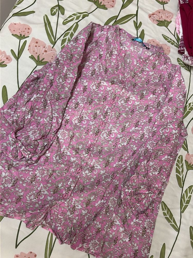 Pink Floral Print Kurta