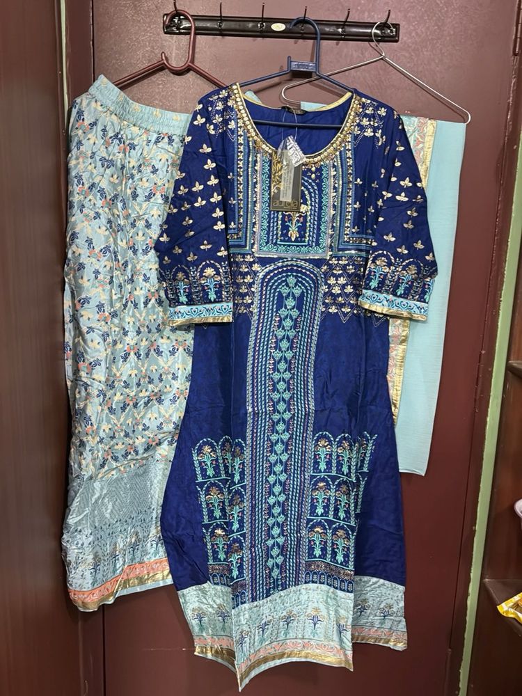 Price drop Elegant Blue Kurta Set with Dupatta