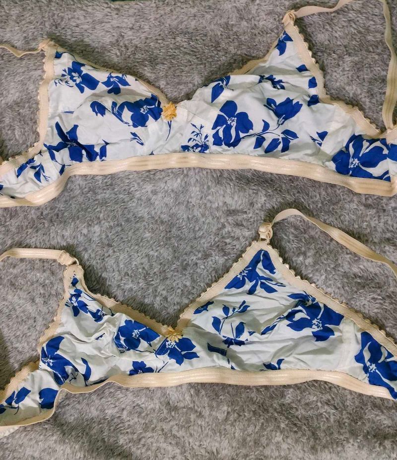 A Combo Of White Blue Colour Bra