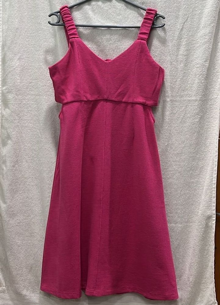 Fuchsia Textured Fit &amp; Flare Dress