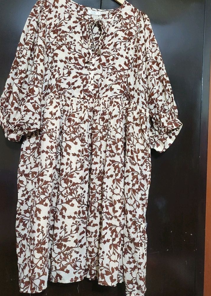 Brown🟤Floral Print Dress For Girl &amp; Woman Bust 44
