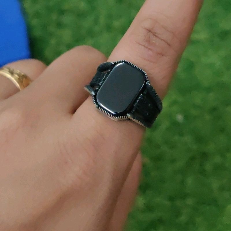 Black Octagon 925 Silver Ring For Men