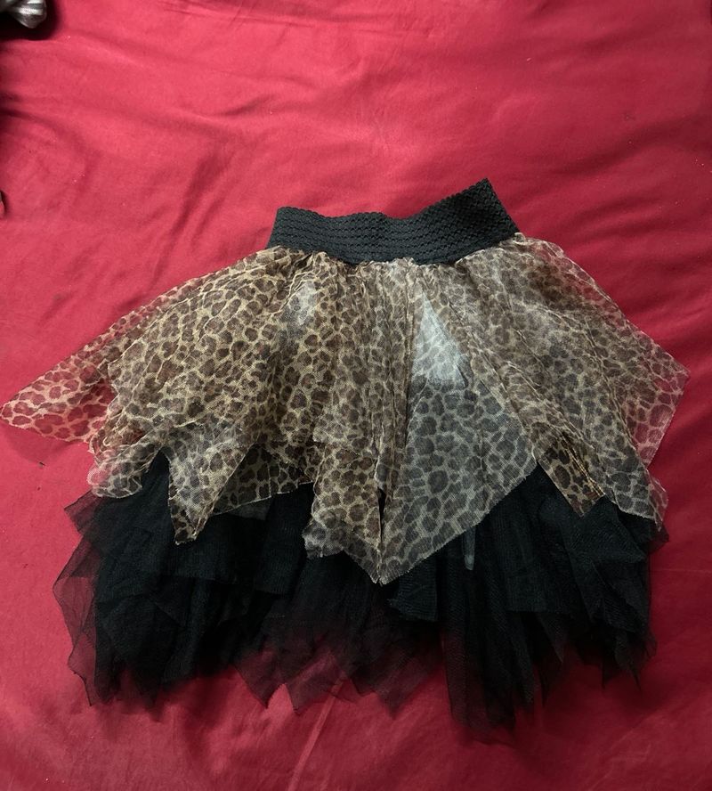 Leopard Print Tulle Skirt
