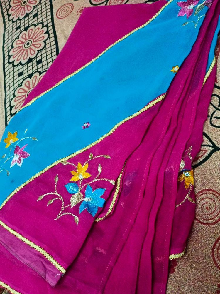 Rose Pink Colour Saree