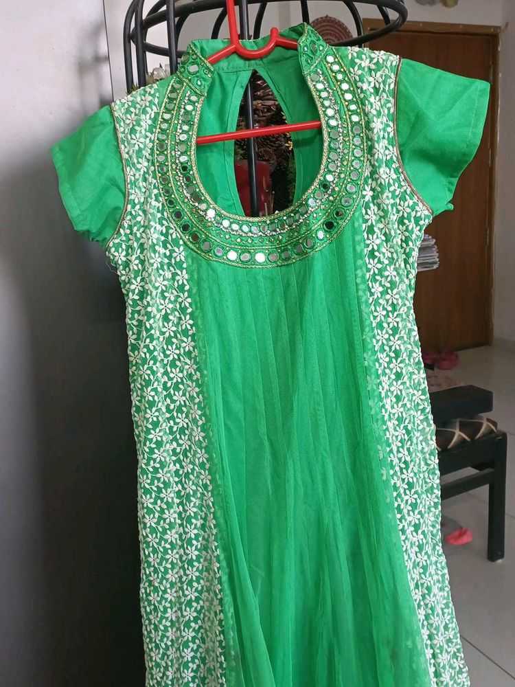 Elegant Green Kurta with Mirror Work