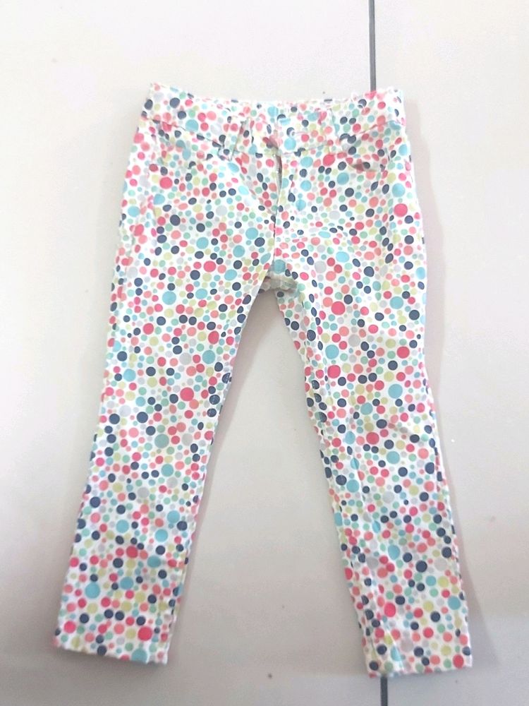Pink And Blue Branded Baby Gal Pant, 3 To 4 Year