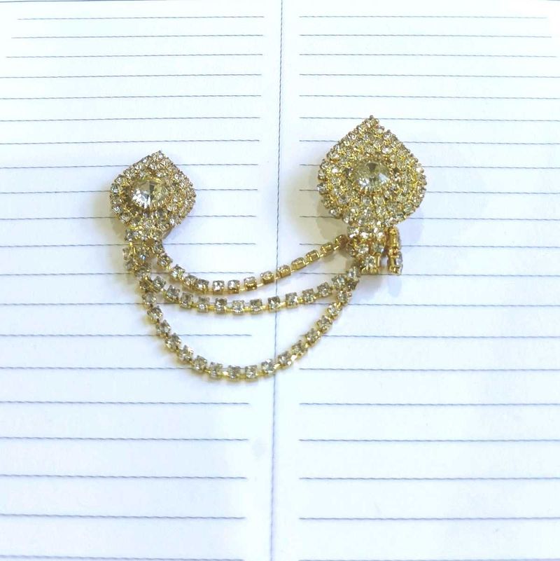 Gold Diamond Chain Brooch